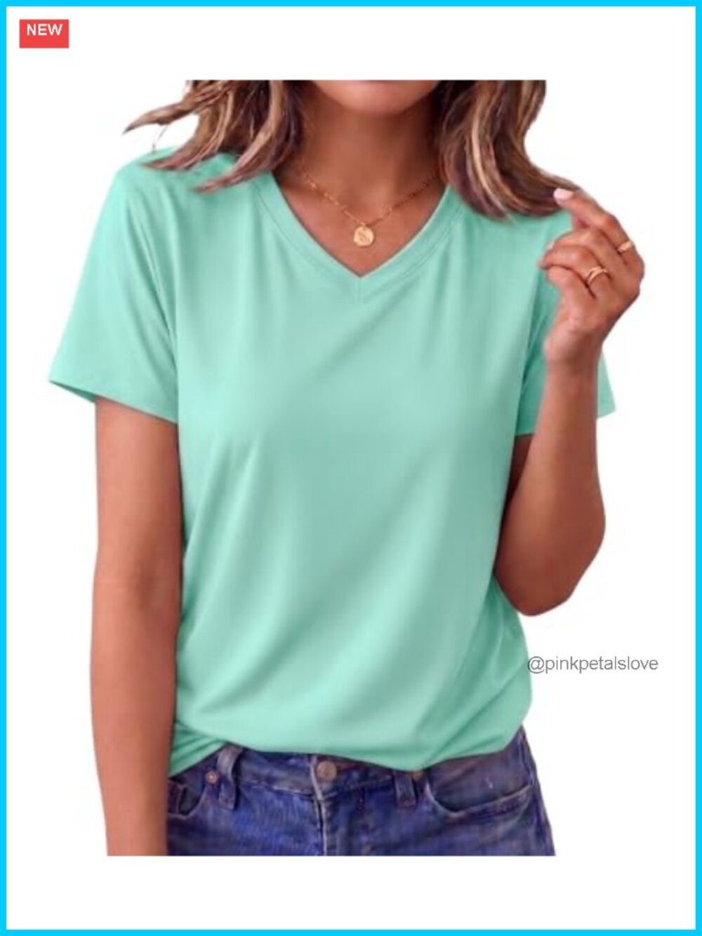 Women's V Neck Short Sleeve T Shirt Casual Summer Basic Tee